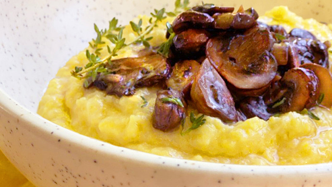 Mushroom and Parmesan Polenta with Thyme Butter