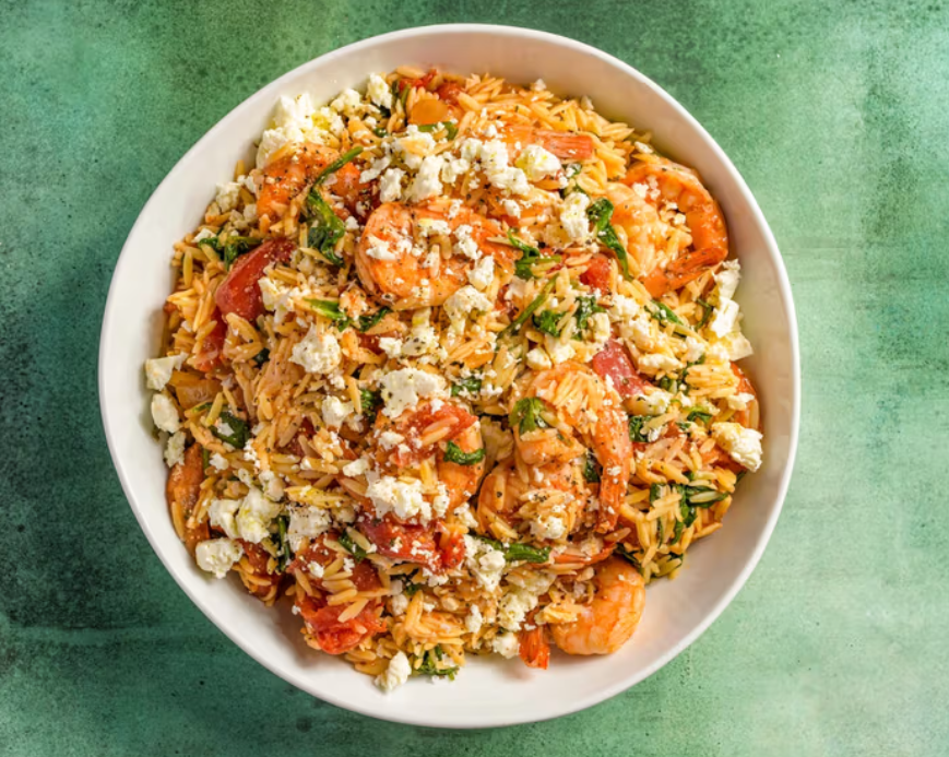 Shrimp with Orzo, Tomatoes and Feta