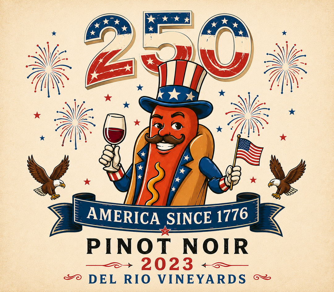 Celebratory 250 Years Bottle of 2023 Pinot Noir - Hotdog Edition