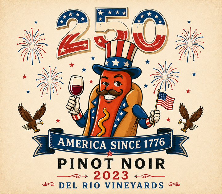 Celebratory 250 Years Bottle of 2023 Pinot Noir - Hotdog Edition