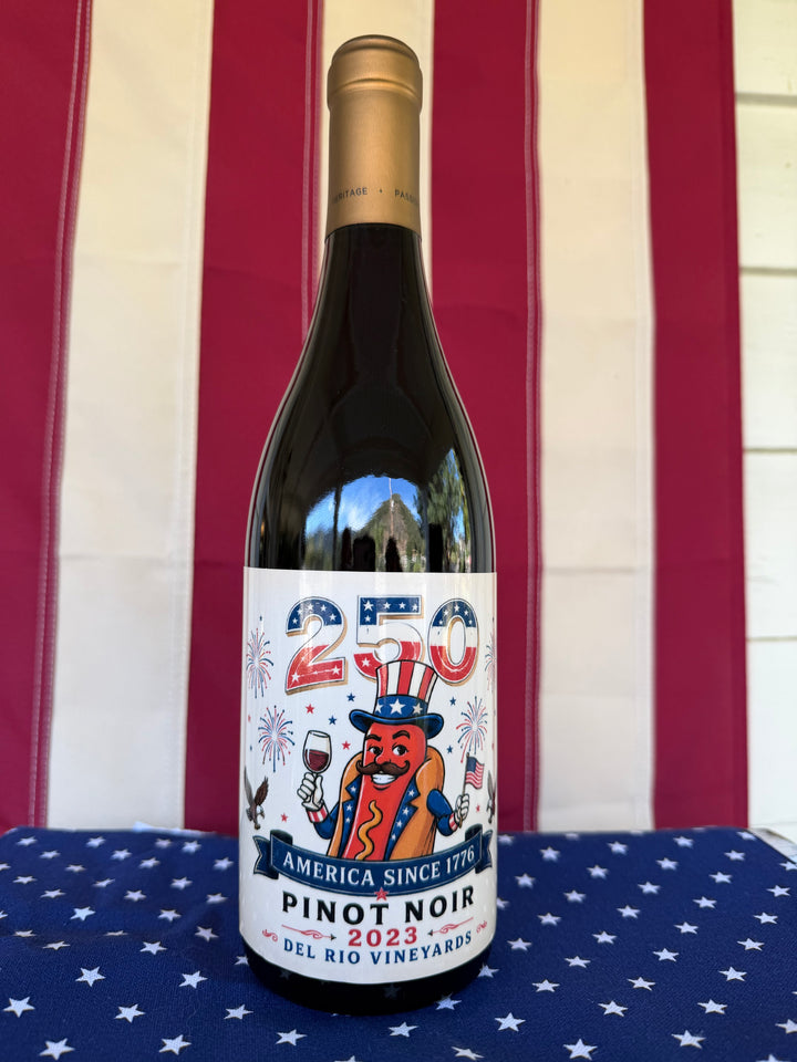 Celebratory 250 Years Bottle of 2023 Pinot Noir - Hotdog Edition